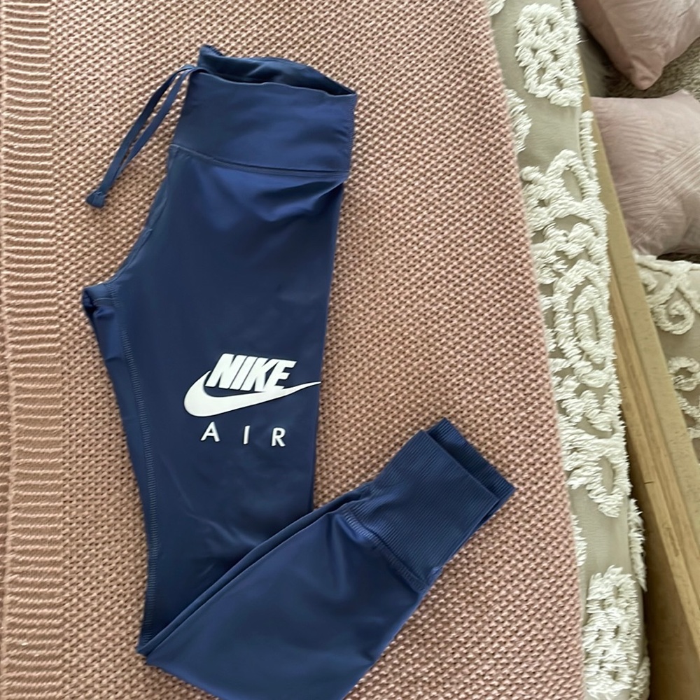 Nike Air Ribbed Cuffed Blue leggings Sz S